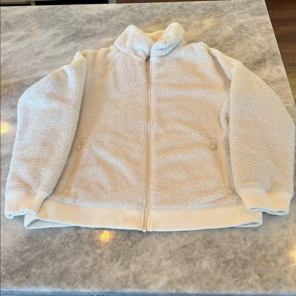 Athleta Sherpa Full Zip, Cream, Size L